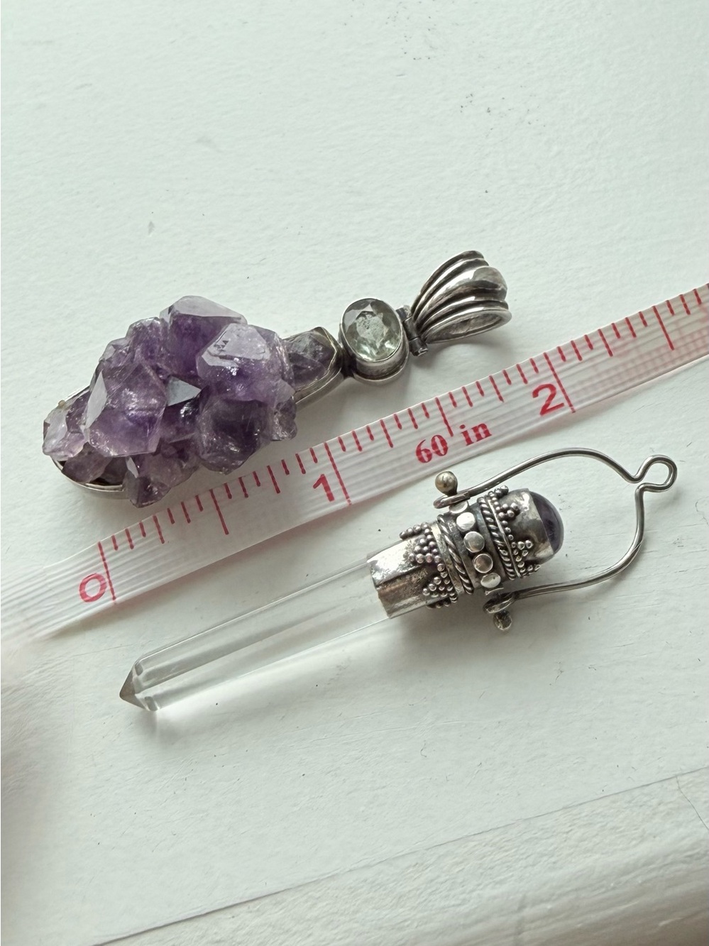Amethyst and Quartz Silver Witchy Pendant Bundle